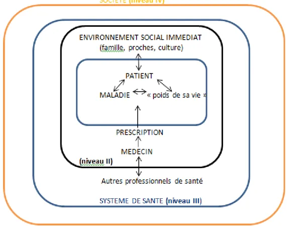 Figure 1- « Maladie et société » d’après le modèle proposé par Jeoffrion, 2009 
