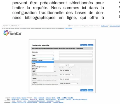 Fig. 2 : Page de recherche avancée de WorldCat.org.