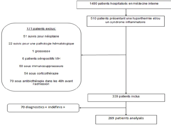 Figure 1 : Description des patients analysés et inclus après analyse des critères d’exclusion