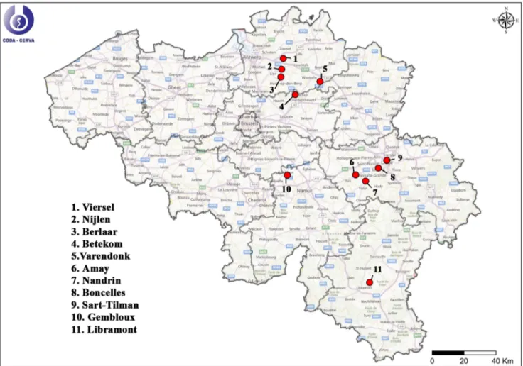 Figure 1. Culicoides trapping locations during the Culicoides monitoring of 2012.