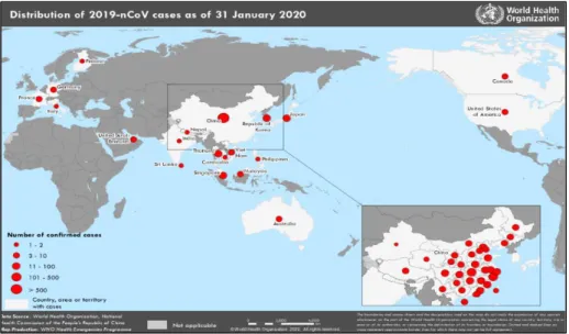 Figure 2 : Distribution des cas confirmés de COVID-19 au 31 janvier 2020. 