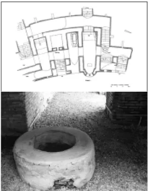 Fig. 3. Hierapolis, chiesa di S. Filippo. Pianta con il posizionamento delle vasche e della cisterna.