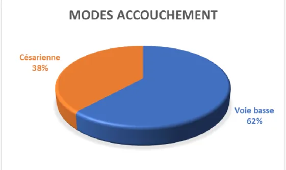 Diagramme 7 : Différents modes d’accouchement 