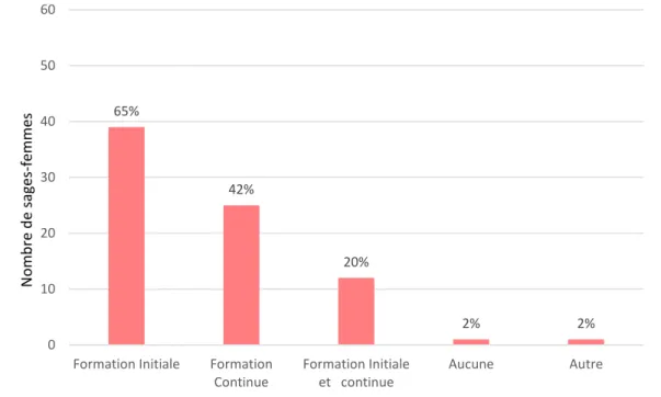 Figure  1  :  Formation(s)  reçue(s)  par  les  sages-femmes  à  propos  de  la  prise  en  charge  des  patientes accouchant sous le secret (n=60) 