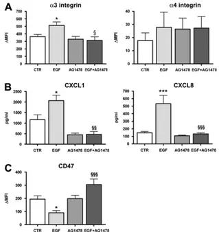 Figure 6. (A) Epidermal growth factor receptor (EGFR) protein levels analyzed by flow cytometry after 24 hours of stimulation with TNF-a.