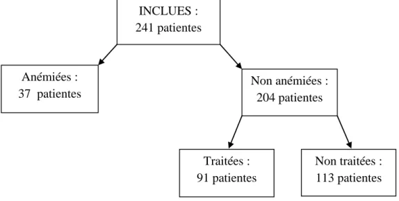 Figure 3: Répartition de l’effectif en fonction de la présence éventuelle d’une anémie et/ou d’un  traitement