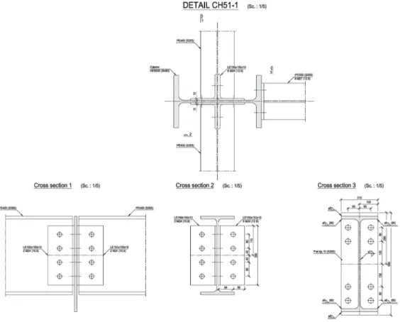 Figure 45. Main beam and secondary beam to column joint  4.  Columns 
