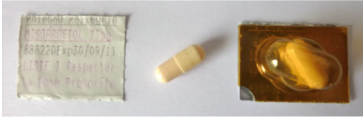Figure 5.  Gélules de 25 µg de misoprostol préparées par la pharmacie du CHU de  Bordeaux 