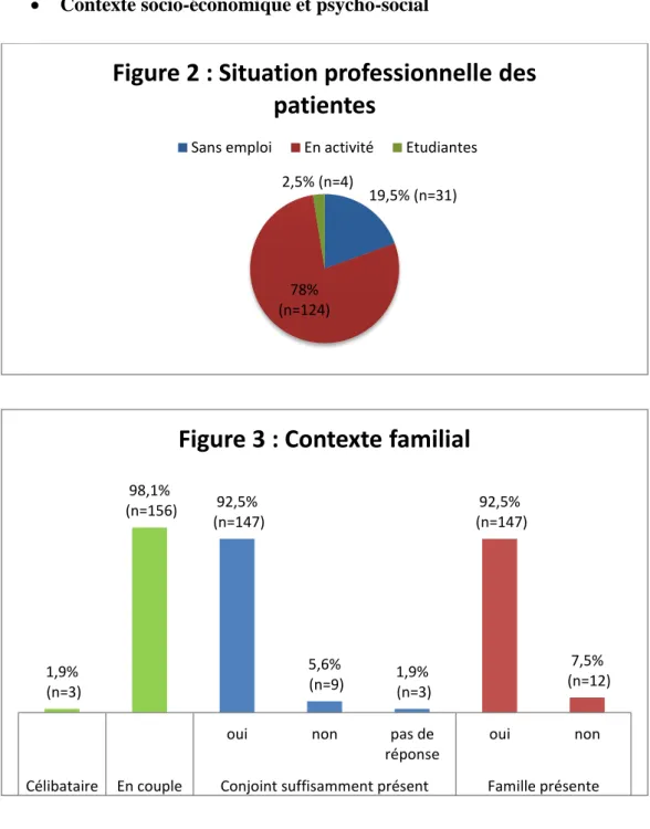Figure 2 : Situation professionnelle des  patientes 