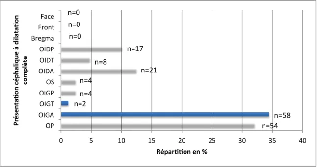 Figure 10 : Présentation céphalique à dilatation complète 