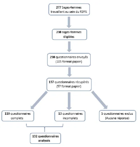 Figure 1 : Diagramme de flux expliquant le nombre de questionnaires retenus 