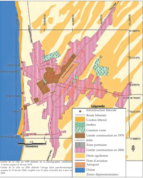 Figure 15 : Evolution de l'extension urbaine de la ville de Nouakchott entre 1978 et 2006