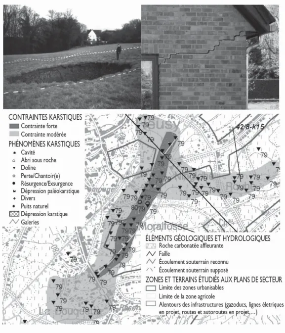 Figure 9 :    Risque karstique et cartographie (Ozer et Salmon, 2008b).