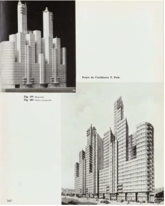 Figure 8  Projet de l’architecte Paul Petit pour un immeuble à  construire au-dessus de la jonction Nord-Midi [« Projet de l’architecte  Paul Petit » 1937].