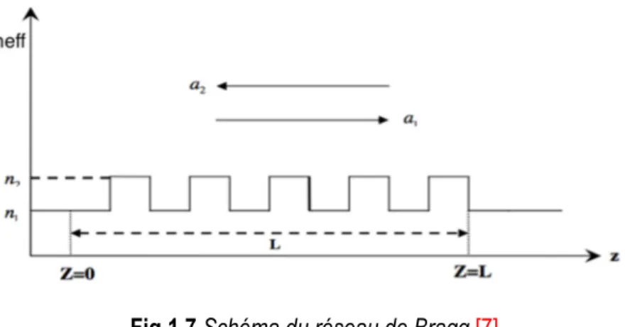 Fig 1.7 Schéma du réseau de Bragg [7] 