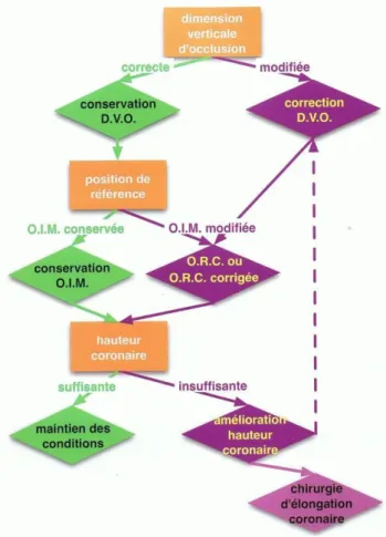 Figure 9 – Interrelations entre la DVO, la position de référence et la hauteur coronaire
