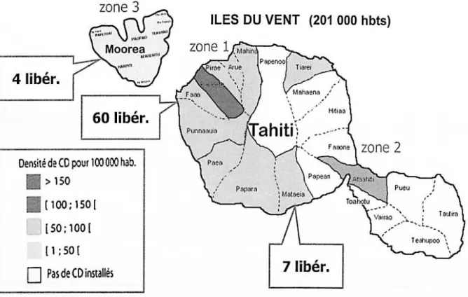 Figure 4: Carte du gel des Conventionnements 2013 de l'île de Tahiti et de Moorea (14)  
