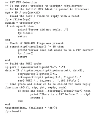 Figure 6: Sample script to detect a NAT FTP.