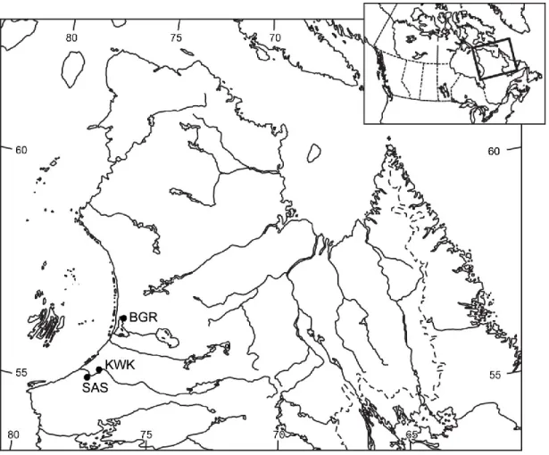 Figure 2-1. Location of the three sampling valleys in Nunavik, subarctic Québec, Canada