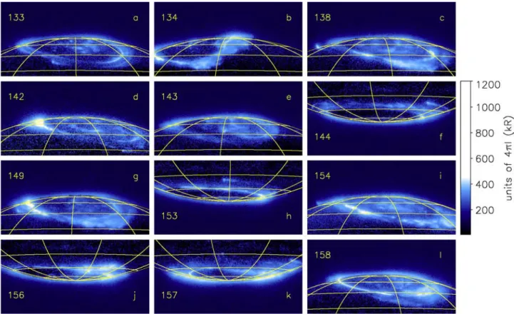 Figure 7. Composite of sample images of Jupiter’s aurorae with quiet and disturbed conditions during May – June 2007 observations near Jupiter opposition