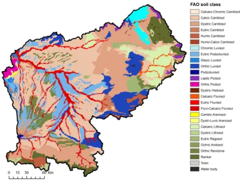 Figure II.4 : Carte des sols du bassin versant de la Garonne (ESDB, 2006) 