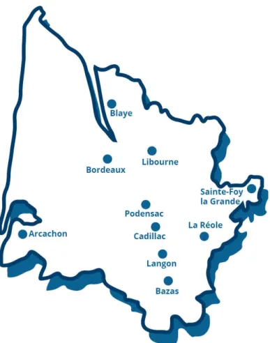 Figure 2. Carte du GHT Alliance de Gironde 