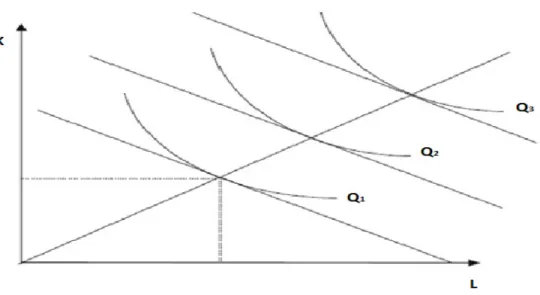 Figure 3 – Relation entre l’isocoût et l’isoquant 