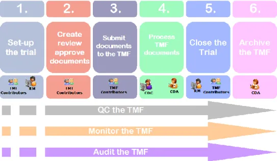 Figure 7 : Gestion du TMF au cours d'une étude clinique 