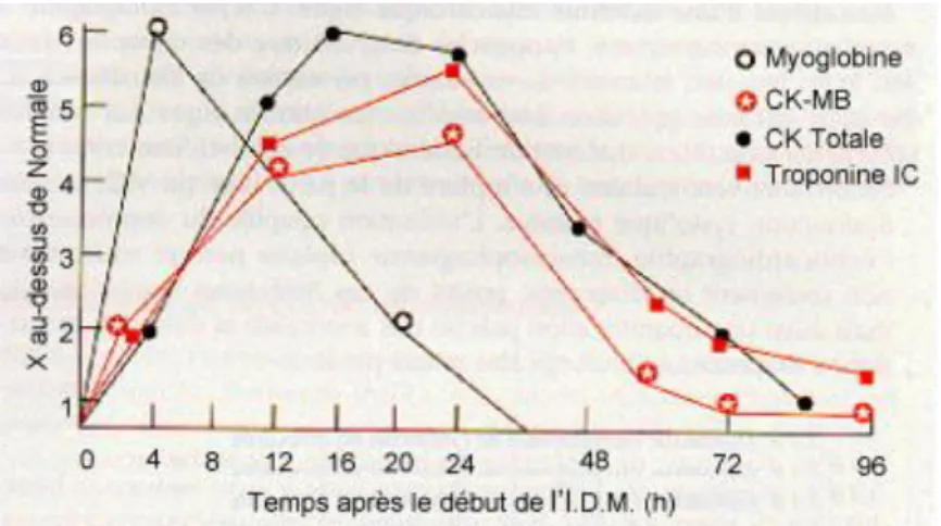 Figure 4: Les marqueurs biologiques de l’IDM (20). 