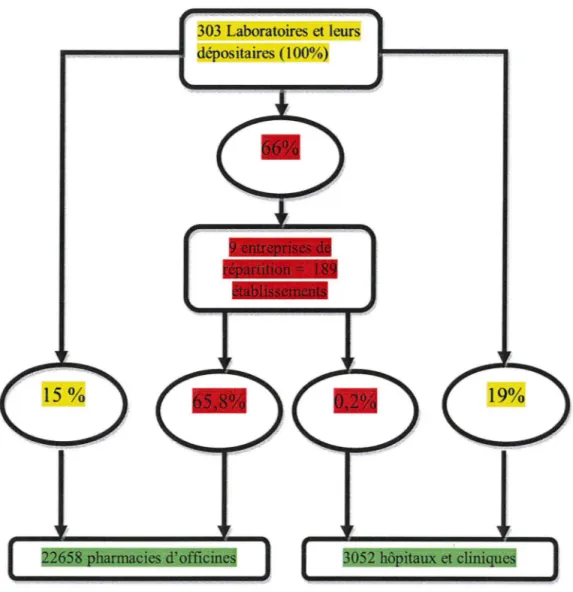 Figure n°2 : Le circuit du  médicament en France (56) 