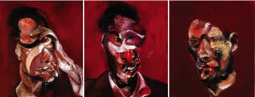 Figure 15 : Francis Bacon, Trois études pour le portrait de Lucian Freud, 1965, chaque tableau : 35,5 cm x 30,5 cm, huile sur toile,  Source : 