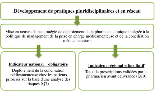 Figure  5.  Pharmacie  clinique  et  conciliation  médicamenteuse  dans  le  CAQES  (indicateur  de  la  région Provence Alpes Côte d'Azur) 