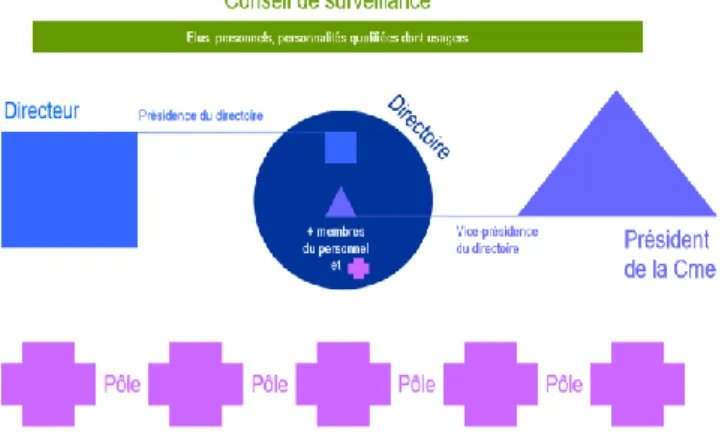 Figure 1 – Schéma organisation interne établissement de santé loi HPST – source : solidarites-sante.gouv.fr 