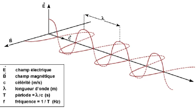 Figure 1 : Nature et propagation d’une onde électromagnétique (Bellanger, et al. 