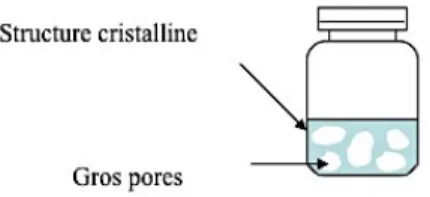 Figure N°16 : Formation de gros cristaux, anguleux qui occupent 80-90% du volume [Document pédagogique  interne : La lyophilisation V.Rosilio, 2014] 