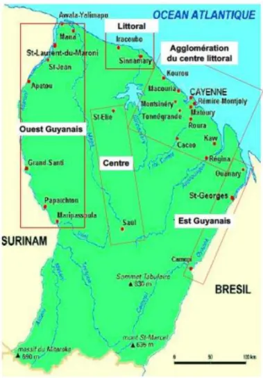 Figure 3 : Segmentation de la Guyane par région (15) 