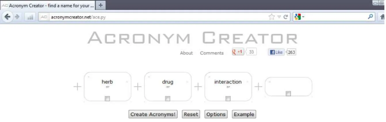 Figure 1 : Tableau des acronymes proposés