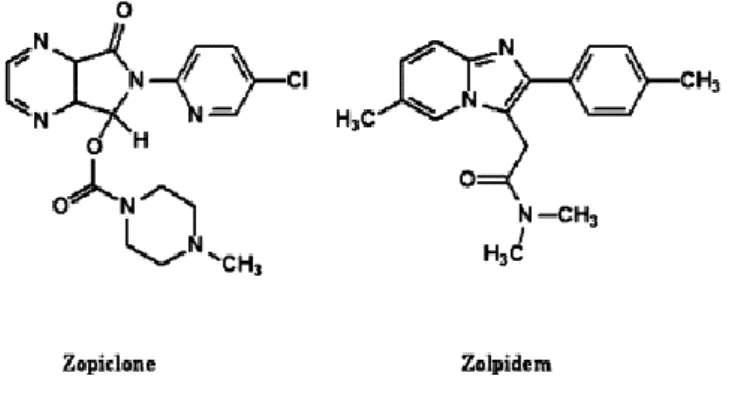 Figure 7 : Structure des molécules apparentées aux BZD 