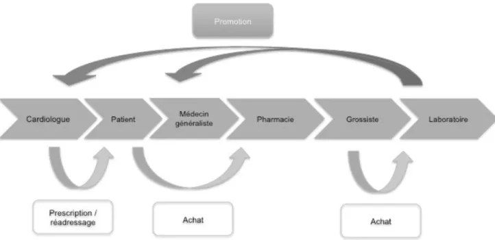 Figure 4 Modèle simplifié du parcours patient en lien avec le circuit du médicament 