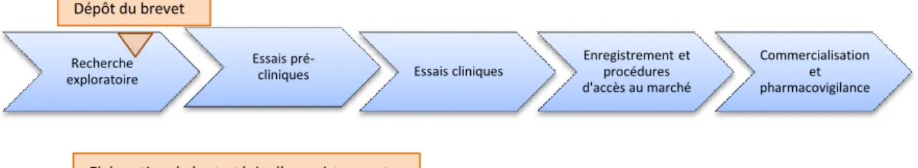 Figure 3: Cycle de vie du médicament et stratégie d’enregistrement 