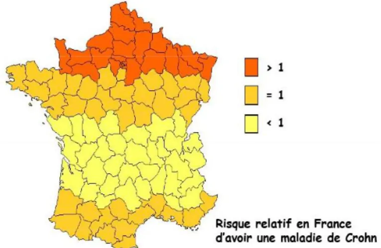 Figure 5 : Gradient Nord/Sud de la MC en France [8] 