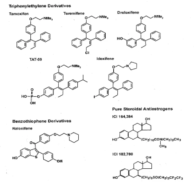 Fig 2 : structures chimiques des anti-œstrogènes 17
