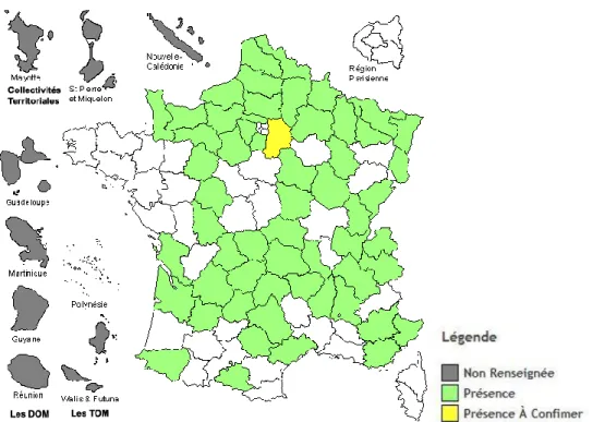 Figure 6 : Répartition géographique du cassis en France (78) 