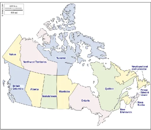 Figure 1 : Provinces et Territoires du Canada (Source : d-maps.com) 