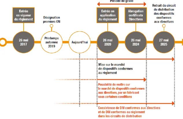 Figure 9. Calendrier d'application du règlement (Source : Guide SNITEM - Euro-Pharmat) 