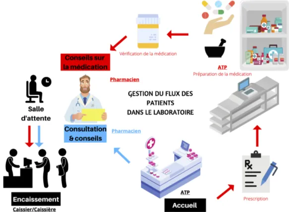 Figure 3 - Gestion du flux des patients dans le laboratoire 