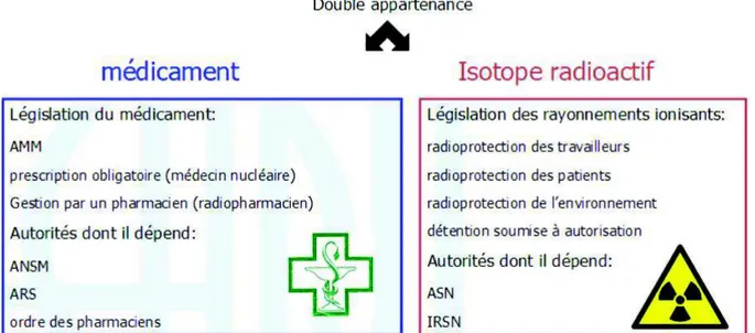 Figure n°9 : Législation des médicaments radiopharmaceutiques (Guillemain, 2017) 