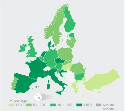 Figure 1 : Pourcentage de la prévalence de  consommation de cannabis chez les jeunes adultes 