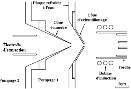 Figure 2.8. Interface d’extraction des ions dans un ICP-MS 