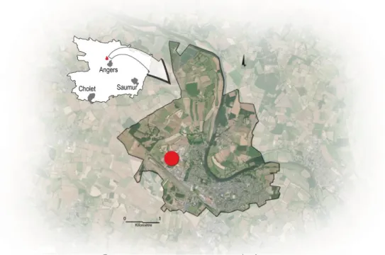 Figure 1 : Carte de localisation du projet d'étude  Auteur : D. Humeau – Août 2015  Source : Orthophoto 2012 – IGN (Géoportail) 